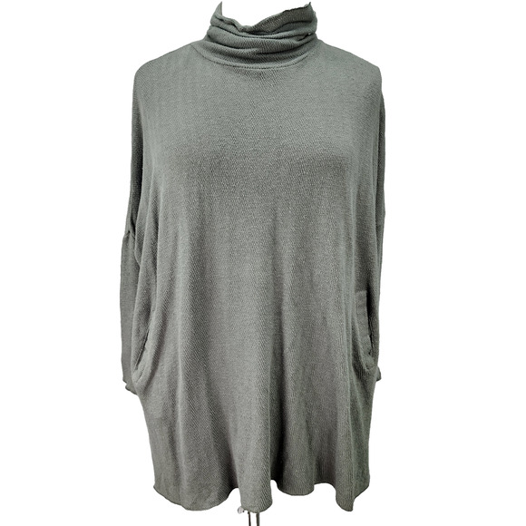 NWT World Market Thermal Pullover Free Size Kimono Sleeve Turtleneck Cotton Nubb - Picture 2 of 16